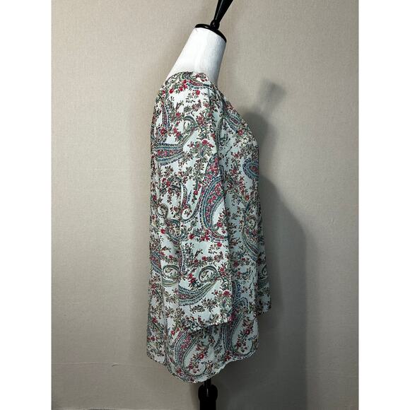 American Living Women’s Size Large Blouse V-Neck paisley florals - Picture 3 of 9